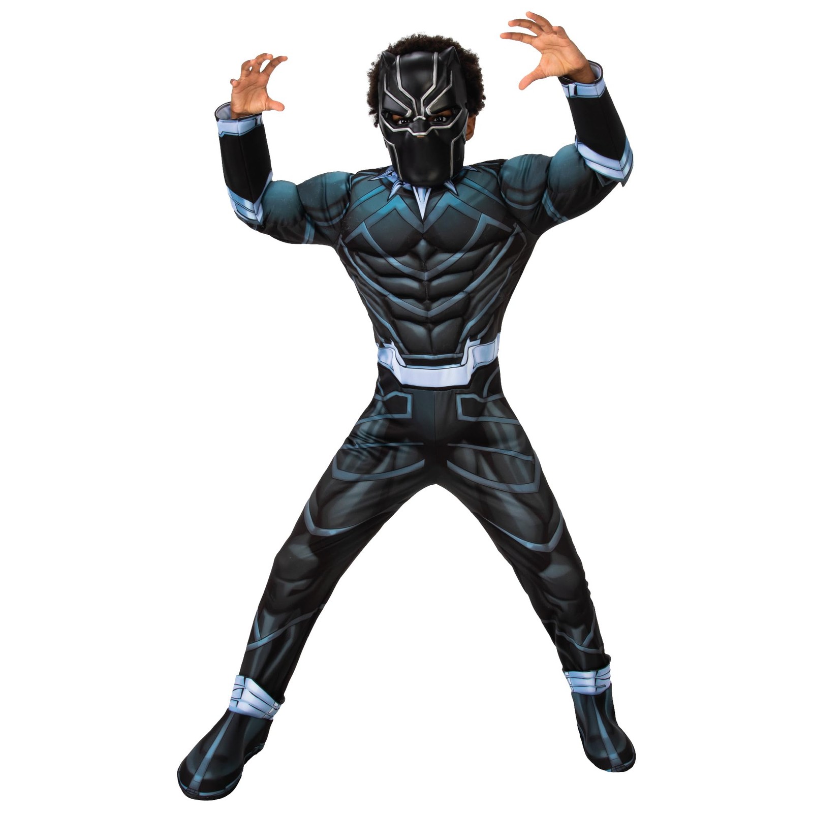 Rubies Black Panther Deluxe Costume per bambini, Jumpsuit con petto musculoso, c