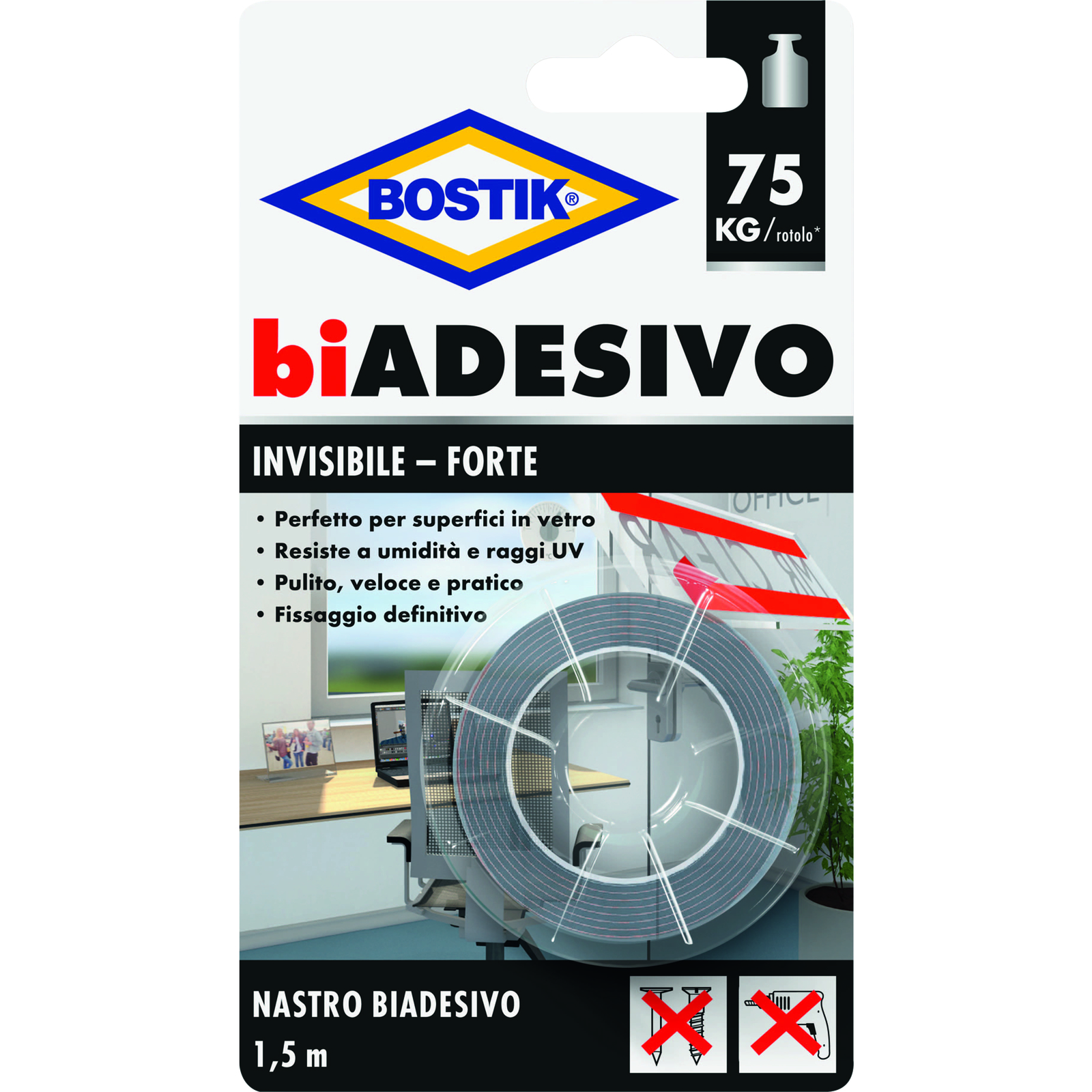8708   Q.TA' 6 BOSTIK NASTRO BIADESIVO INVISIBILE 19MMX1,5M BLISTER
