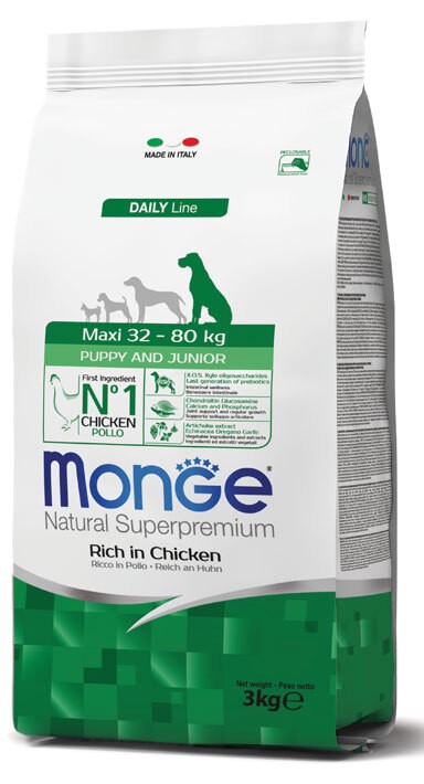Maxi Puppy & Junior - Monge Natural Superpremium Secco Cane  3 Kg