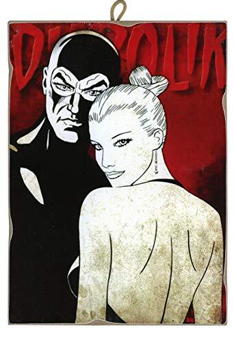 KUSTOM ART Quadro Quadretto Stile Vintage Serie Fumetti Diabolik Ed Eva (X9p)