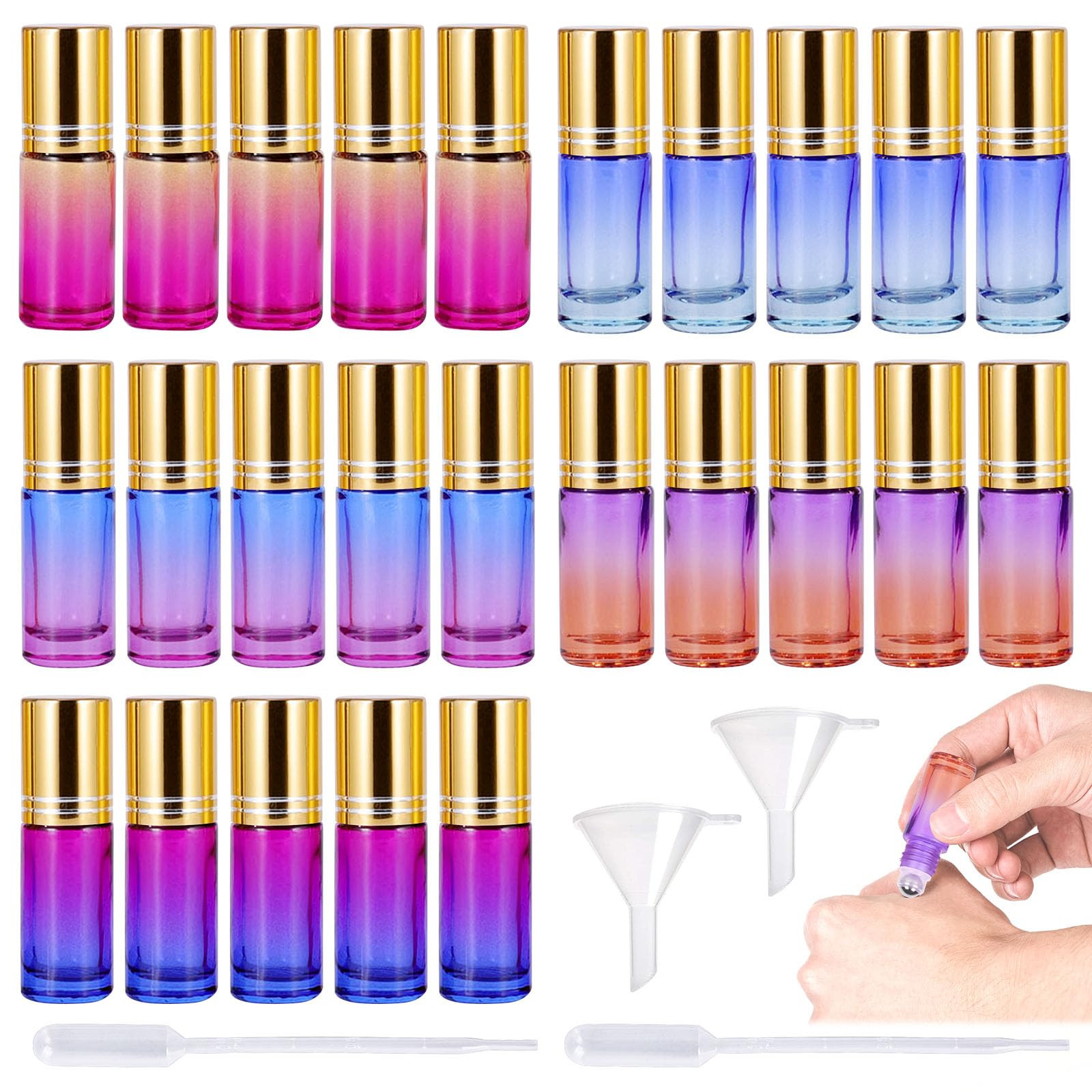Roll on Vuoto, 25 Pezzi 5ml Colorato Flaconi Roll-On, Roll on Vuoto per (H0m)