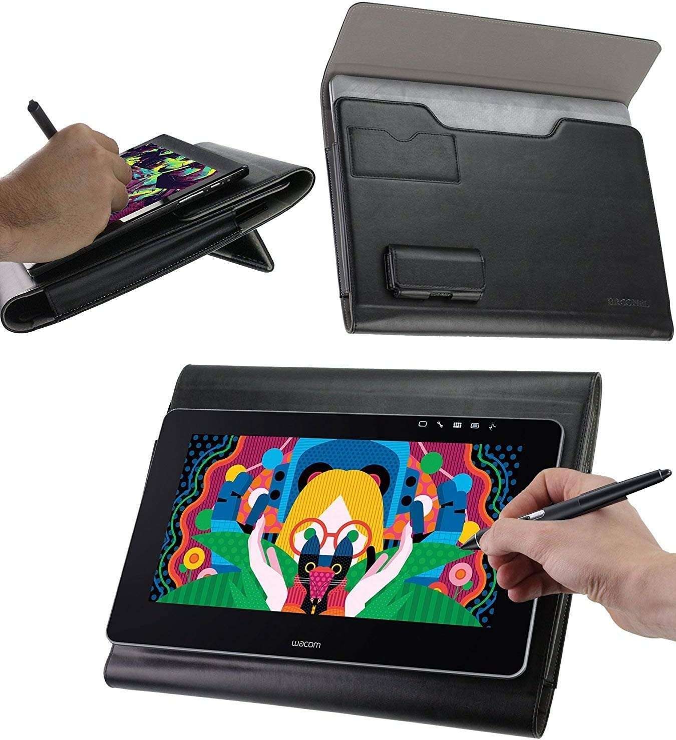 Broonel Leather Folio Case For HUION KAMVAS Pro 16 Drawing Tablet