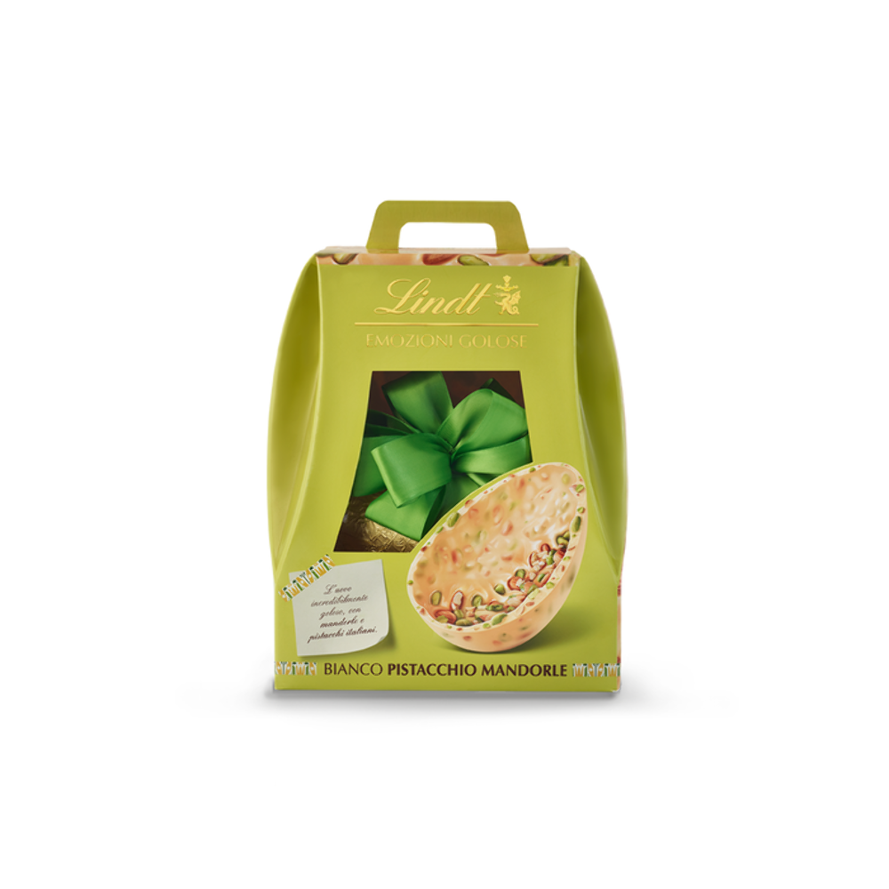 UOVO PASQUA LINDT EMOZIONI GOLOSE BIANCO PISTACCHIO E MANDORLE