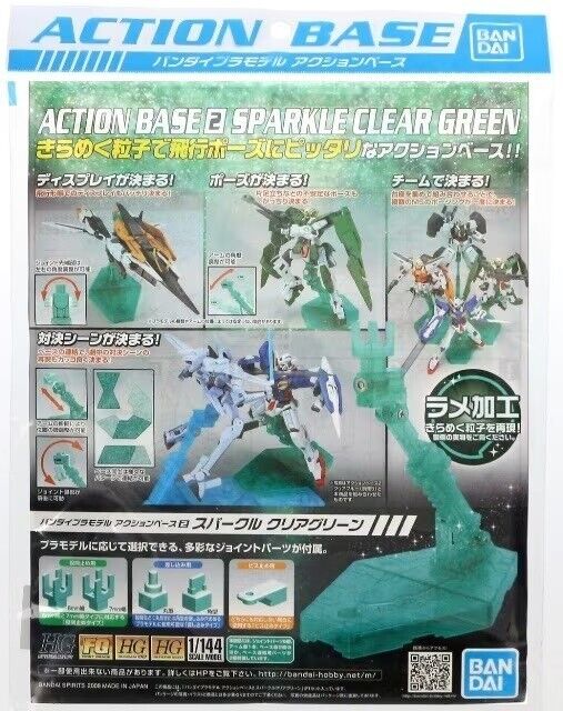 BANDAI ACTION BASE 2 SPARKLE CLEAR GREEN - basi stand per action figures gundam