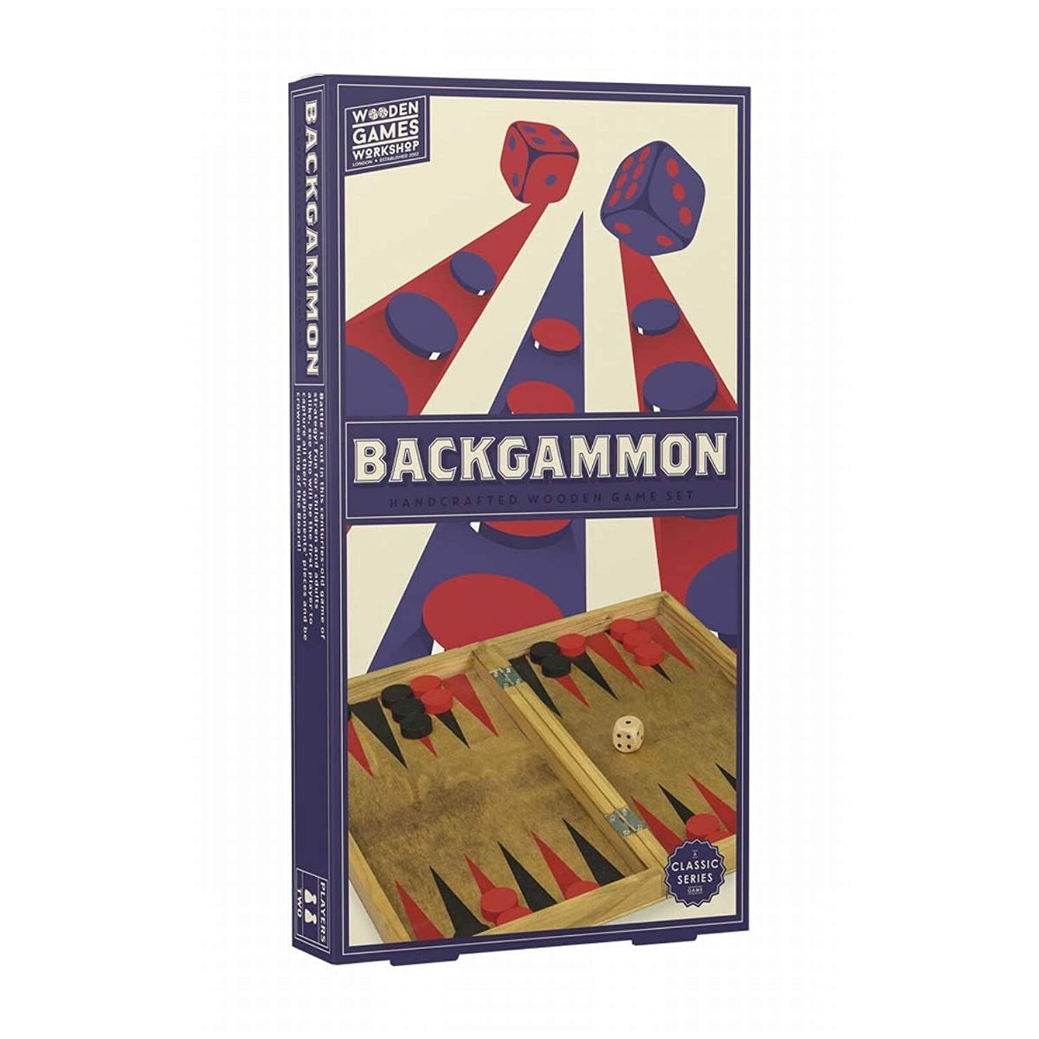 Wooden Backgammon Board Game - Traditional/Classic Wooden Family Board Game Back