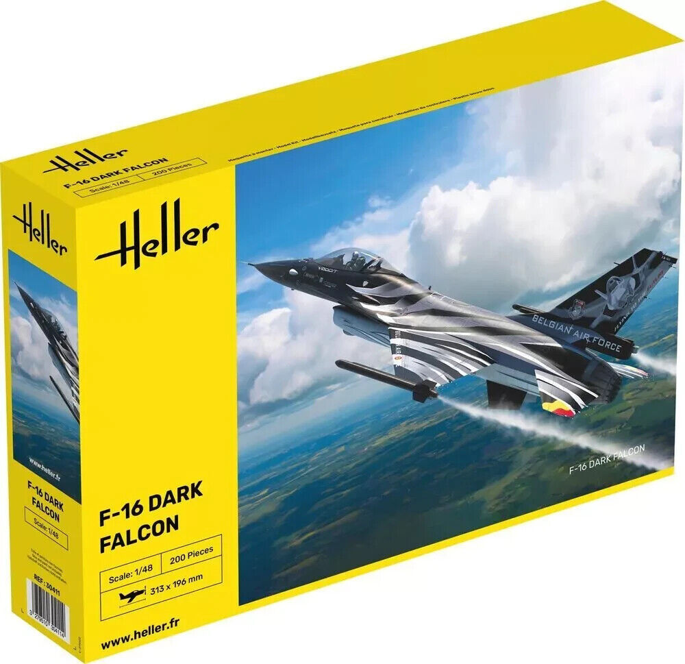 HELLER 1:48 KIT AEREO F-16 DARK FALCON 318 x 190 mm 200 PEZZI   ART 30411