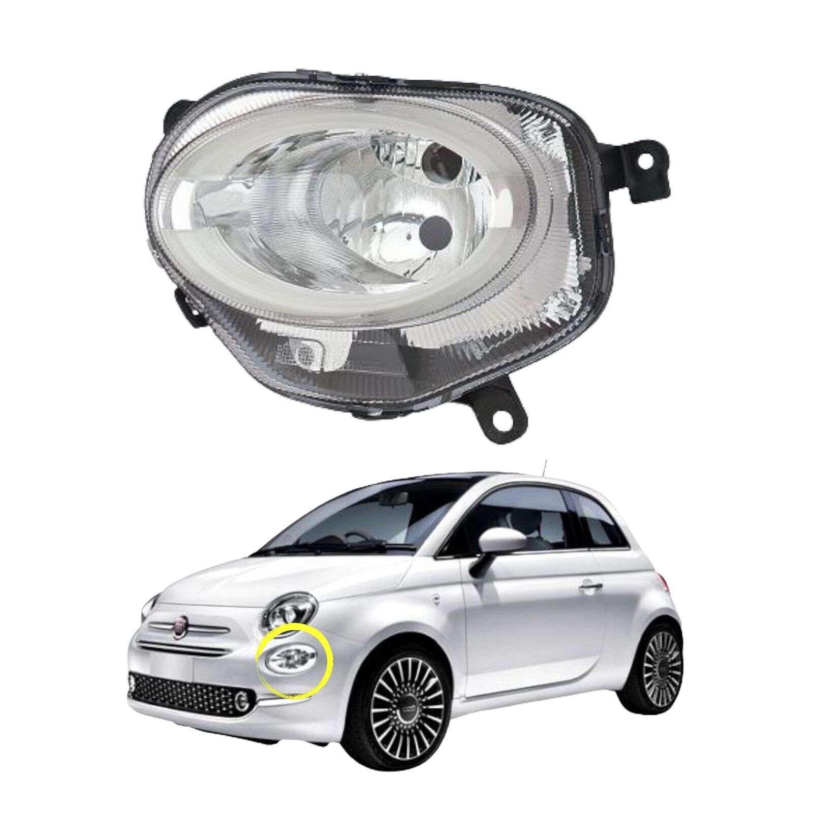 FARO FANALE PROIETTORE ANTERIORE SX SINISTRO INFERIORE ABBAGL LED FIAT 500 2015