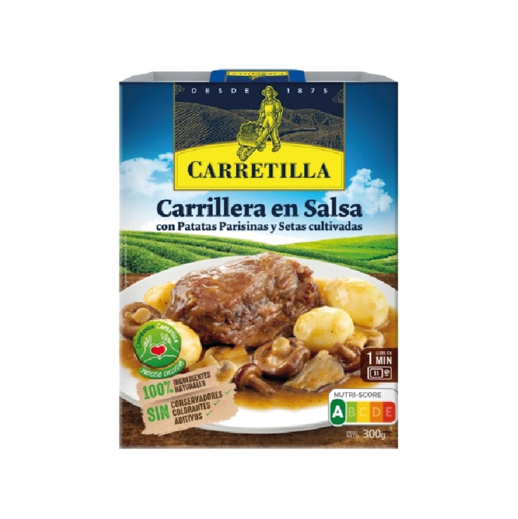 CARRETILLA Piatto di guance in salsa con patate parigine e funghi