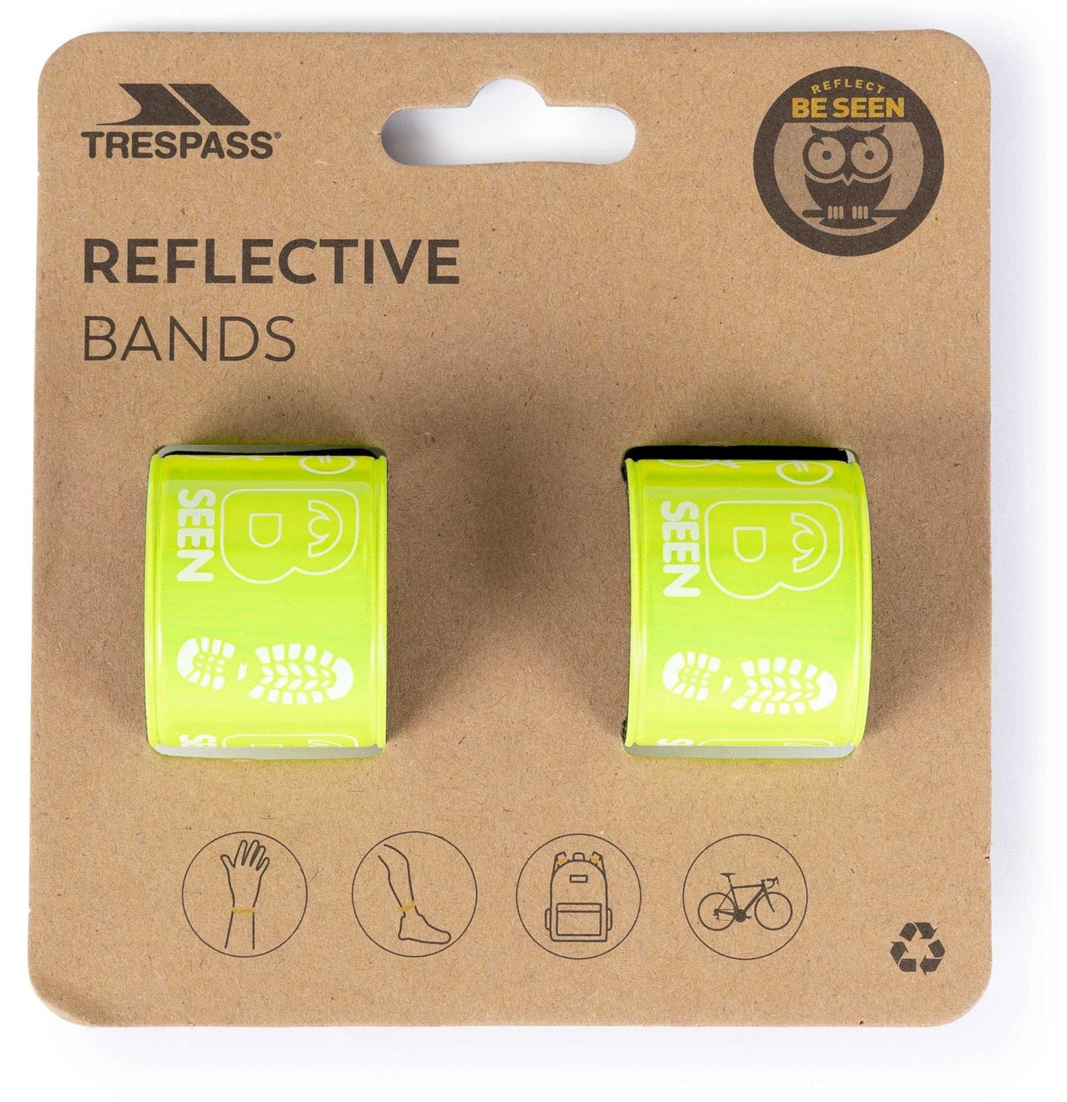 Trespass Reflective Wrist Wraps Hi-Visibility Green Hi-Visibility Green
