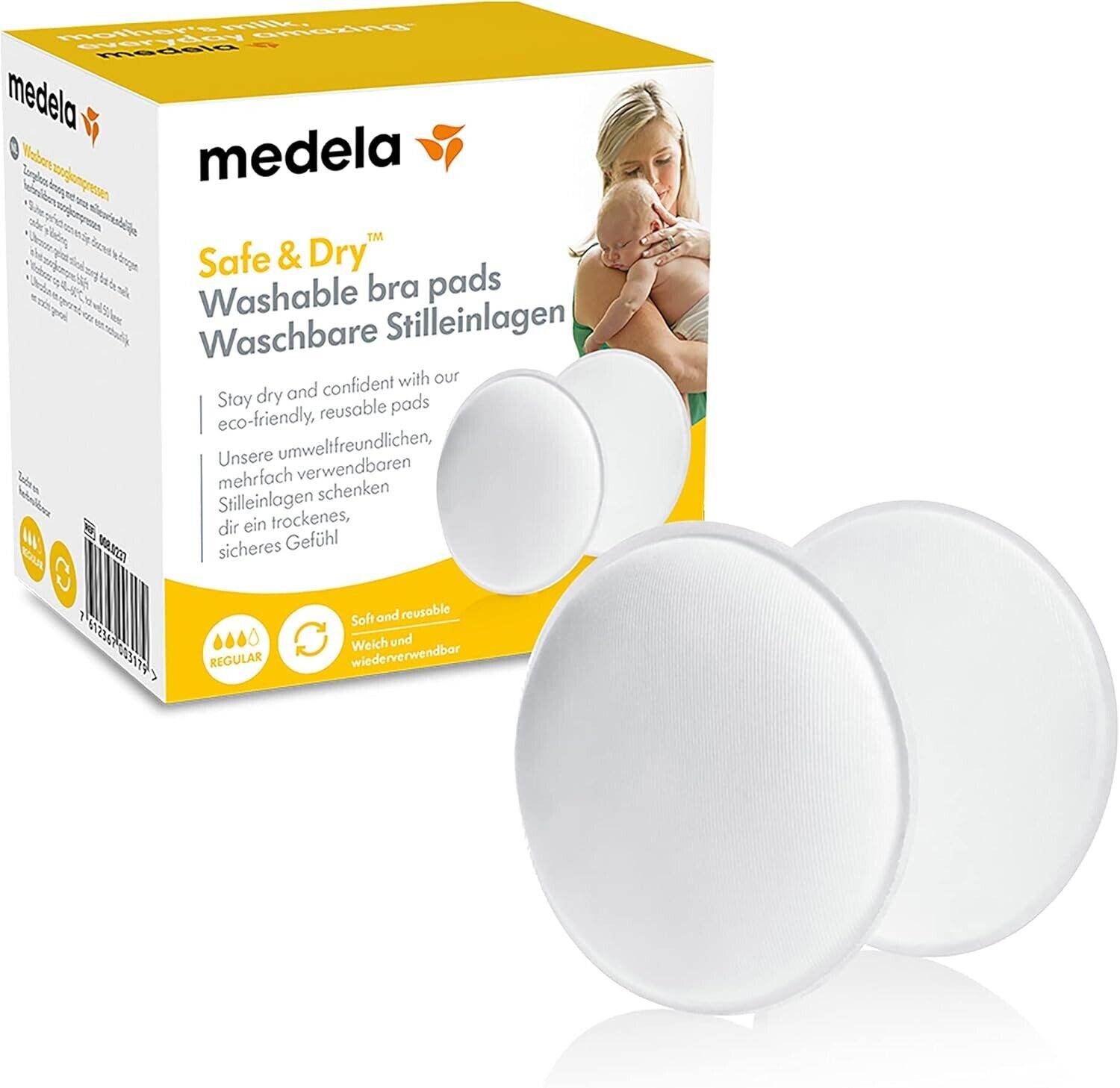 Medela Safe & Dry Coppette Assorbilatte per seno Lavabili 008.0237 cf. 4 pezzi.