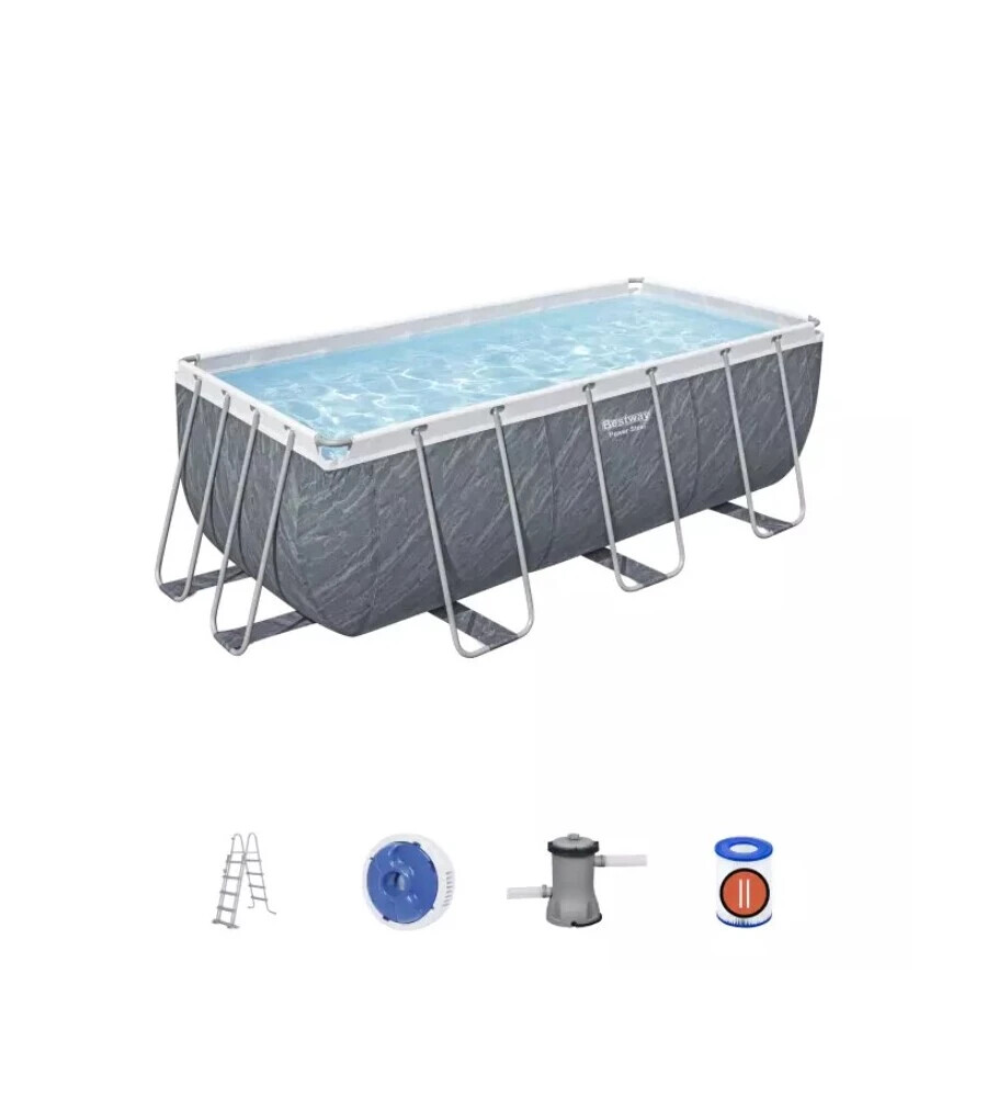 PISCINA FUORI TERRA RETTANGOLARE BESTWAY "POWER STEEL FRAME" EFFETTO MARMO 41...