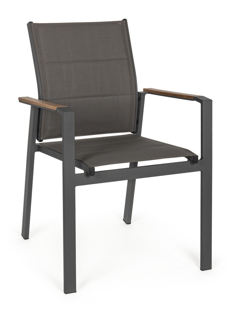 Sedia con braccioli Kubik Antracite 56,5x62x88h Bizzotto Cod.0662184
