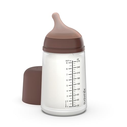Suavinex, Biberon Anti-Coliche Zero Zero, Con Tettarella In Silicone A Flusso Medio (M), +3 Mesi, Per Allattamento Misto Latte Materno E Formula, 270 