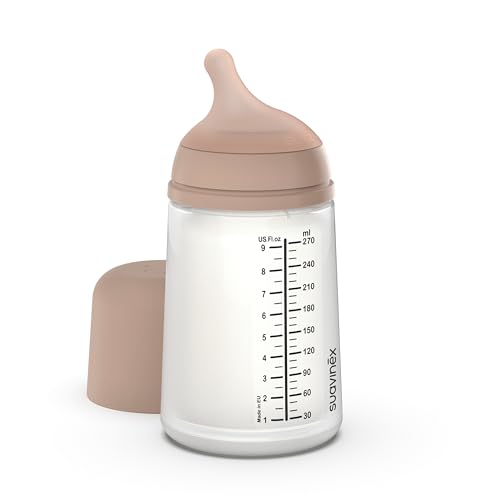 Suavinex, Biberon Anti-Coliche Zero Zero, Con Tettarella In Silicone A Flusso Medio (M), +3 Mesi, Per Allattamento Misto Latte Materno E Formula, 270 