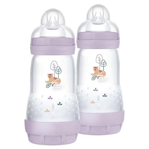 Mam Biberon Easy Start Anticoliche, Set Di 2 Biberon Per Bambini Di 2-4 Mesi, 260 Ml Con Tettarella Flusso 2 Per 2+ Mesi In Silicone Skinsoft, Bio-Cir