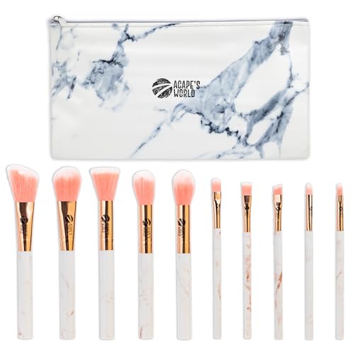 Acapes World Set 10 Pennelli Trucco Make Up Professionali - Kit Pennelli Make Up