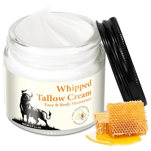 Beef Tallow Face Cream - 60G Crema Viso Antirughe Beef Tallow, Crema Idratante Viso Corpo Pelle Secca Donna E Uomo Per Rughe,Macchie Scure E Linee Sot