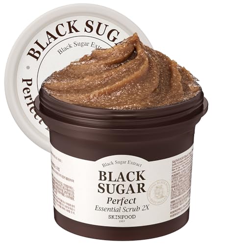 Skin Food Since 1957 Scrub Essenziale Perfetto Allo Zucchero Nero 210G - Scrub Massaggio Esfoliante Viso Senza Irritazione - Rimuove I Punti Neri E Le