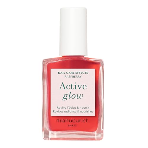 Manucurist Active Glow Raspberry - Smalto Per Unghie Cura Riparatore (Glowy Rosa) - Vegan & Made In France - Smalto Rinforzante Unghie Fragili Nutrien
