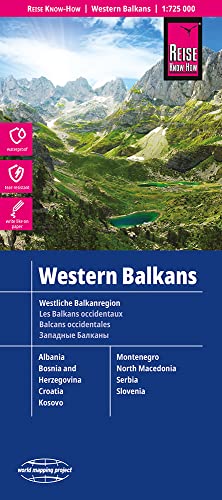 Western Balkans Map - Albania, Bosnia And Herzegovina, Croatia, Montenegro, North Macedonia, Serbia, Slovenia (1:725,000 Scale): Reiß- Und Wasserfest