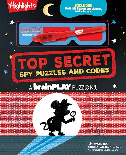 Brainplay Top Secret Puzzles And Codes: Secret Codes And Puzzles With Invisible Uv Light Pen And Red-Reveal Glasses