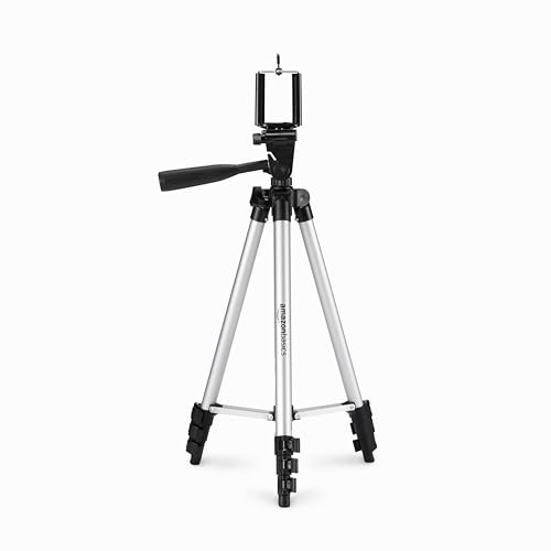 Amazon Basics Treppiede Universale Per Smartphone In Alluminio Da 127 Cm Con Rotazione A Tre Assi, Nero
