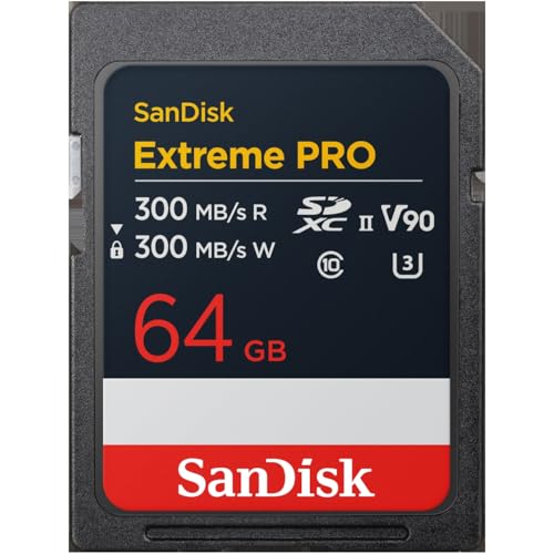 Sandisk Extreme Pro 64Gb Scheda Sdxc, Uhs-Ii, Velocità Di Lettura Fino A 300 Mb/S, Velocità Di Scrittura Fino A 300 Mb/S, V90, Video In 8K Di Qualità