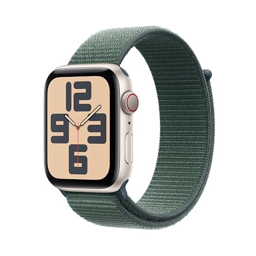 Apple Watch Se (2ª Gen.) Gps + Cellular 44 Mm Smartwatch Con Cassa In Alluminio Galassia E Cinturino Sport Loop Verde Lago. Tracker Per Fitness E Sonn