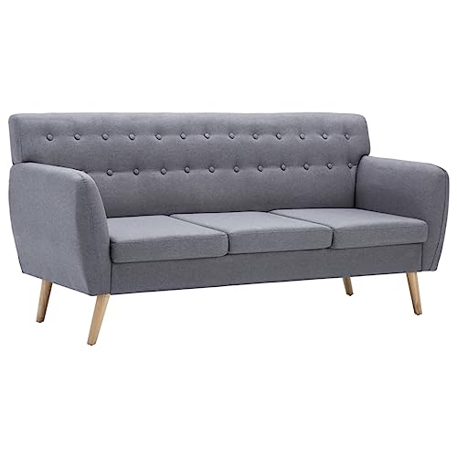 Vidaxl Divano A 3 Posti Imbottito Stoffa 172X70X82Cm Grigio Chiaro Sofà Canapé