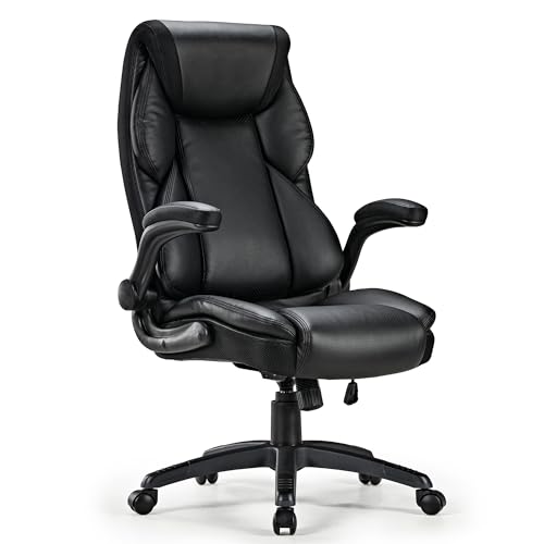 Eureka Ergonomic Sedia Ufficio Ergonomica,Poltrona Ufficio Presidenziale Con Braccioli Pieghevoli In Pu Pelle, Sedia Pc Girevole A 360°, Sedia Comoda