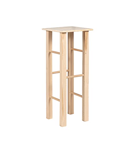 Eurobrico Sgabello In Legno Di Faggio Massello Con Seduta Quadrata - 30 X 30 X 70H.