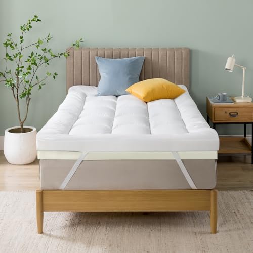 Zinus Topper In Schiuma Viscoelastica 80X190 Cm - Spessore 10 Cm - Design A Celle Aperte - Certificato Oeko-Tex - Traspirante E Ortopedico - Schiuma C