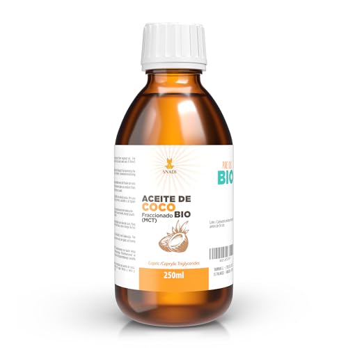 Snadi - Olio Di Cocco Frazionato (Mct) Bio 250 Ml | 100% Puro E Naturale | Idratante Profondo Per Pelle E Capelli | Ideale Per Cosmetica E Aromaterapi