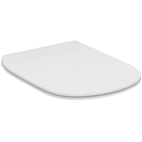 Ideal Standard - Tesi, Copriwater A Sandwich Sottile A Chiusura Rallentata, Copri Wc Con Cerniere In Acciaio Inox, Bianco