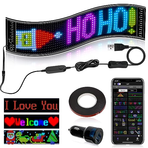 Panneau Led Usb Numérique Polyvalent, Écran Led Flexible Programmable 12 X 47, Panneau Numérique Portable Bluetooth App Pour Affichage D'Animation De