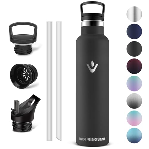 Vikaster Borracce Sportive - Borraccia 1000Ml, Borraccia Acciaio Inox, Borracce Senza Perdite, Borraccia Con Cannuccia, Borraccia Termiche Sportiva, A