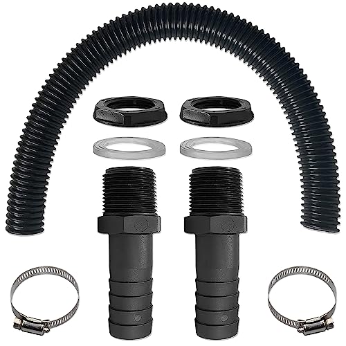 Mizikuu Kit Di Collegamento Serbatoio Acqua Piovana, Set Di Collegamento Per Serbatoio Dell'Acqua Piovana Con Tubo Di Collegamento 50 Cm E 2 Raccordi