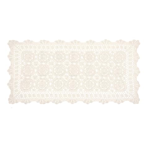 Yizunnu Centrino, Tovaglia Rettangolare In Cotone Vintage Fatto A Mano All'Uncinetto, Tovaglia Da Divano, 50 X 100 Cm, Beige