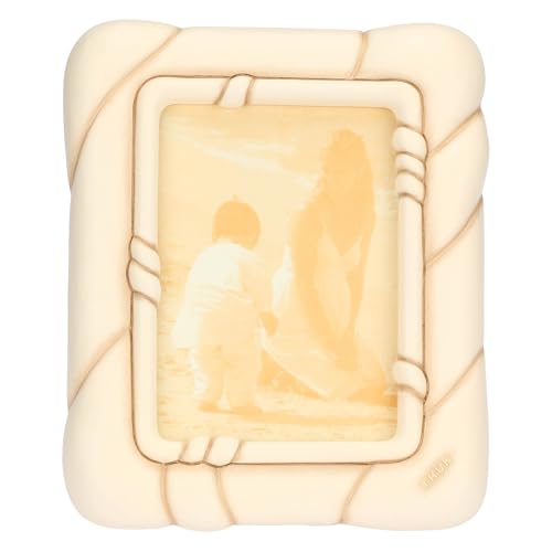 Thun - Portafoto Twist, Grande - Ceramica, Vetro, Inserto In Legno Di Pino - Collezione Giardino Di Primavera - 20 X 2.9 X 25.4 Cm