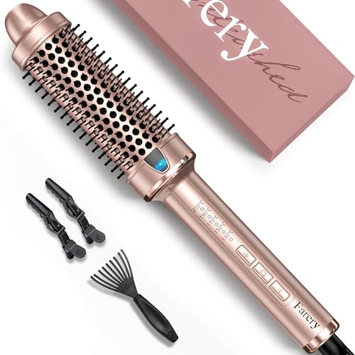 Farery Thermal Brush, 38Mm Spazzola Calda In Tormalina Ceramica, Spazzola Termica Per Capelli Display Digitale Ferro Arricciacapelli A 5 Temperature,