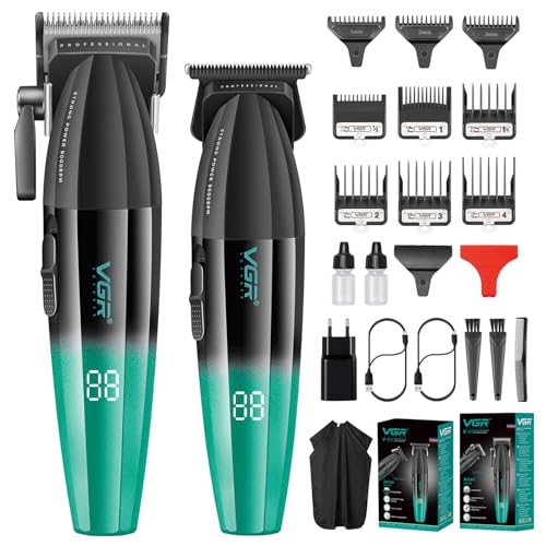 Vgr Tagliacapelli Uomo Professionale Taglia Capelli Elettrico Senza Fili Kit Barbiere Macchinetta Per Capelli 9000 Giri/Min Set Taglia Barba E Capelli