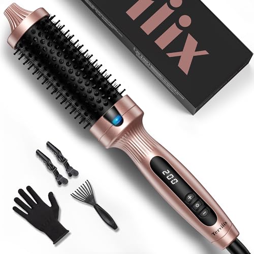 Terviiix Thermal Brush, 38Mm Spazzola Calda In Tormalina Ceramica, Spazzola Termica Per Capelli Display Digitale Ferro Arricciacapelli A 5 Temperature