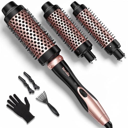 Terviiix Thermal Brush, 3 In 1 Spazzola Calda, Bacchetta Arricciacapelli In Ceramica, Spazzola Termica Per Capelli, 3 Ferri Arricciacapelli Da Viaggio