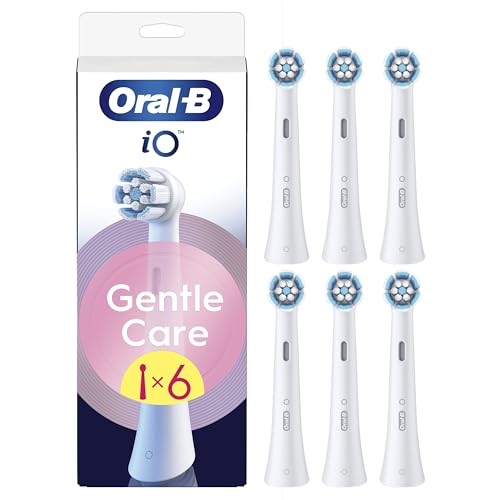 Oral-B Testine Di Ricambio Io Gentle Care Bianche, Testine Rotonde Originali Per Gengive Sensibili, Setole Angolate Per Rimuovere La Placca 6 Testine