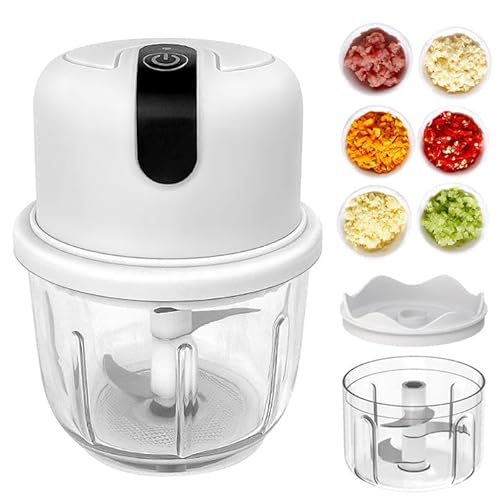 Tritatutto Elettrico, Mini Tritatutto Elettrico, Mini Affettatrice A Cipolla, Sminuzzatore Elettrico Da Cucina Tritatutto Cipolla Usb Con Contenitore