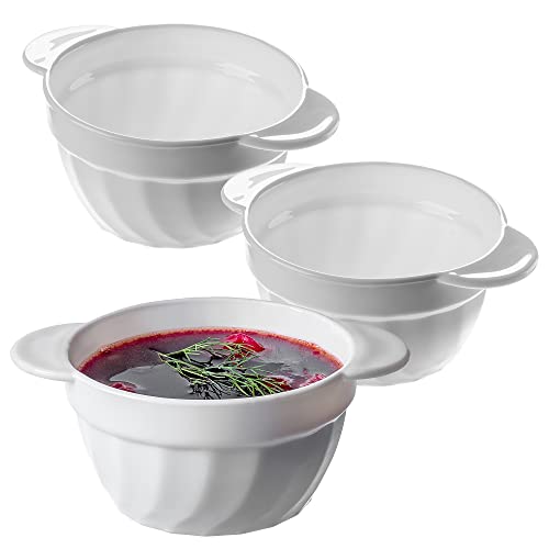 Kadax Tazze Da Zuppa, 650 Ml, Ciotole In Vetro Rinforzato, 18,5 X 14 X 8 Cm, Ciotole Con Doppio Manico, Zuppa Per Zuppe, Creme, Brodi (650 Ml/3 Pezzi)