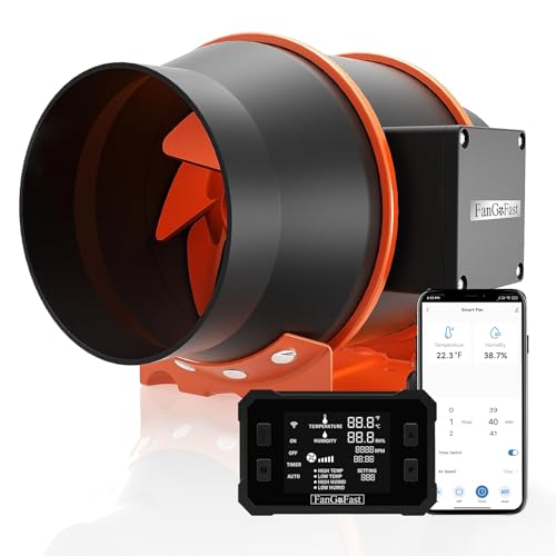 Fangofast 150 Mm Wifi App Estrattore D'Aria, Avec Controllo Della Temperatura E Dell'Umidità, Motore Ec, Ventola Di Aspirazione Da 2550 Giri/Min. Per