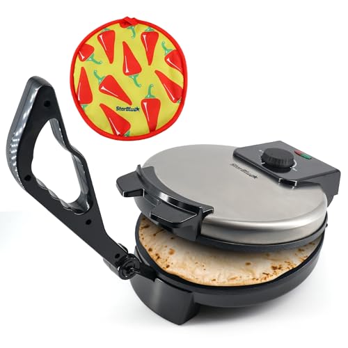Starblue Roti Maker, 25,4 Cm, Con Scaldabagno Roti Gratuito E Manico Rimovibile – Chapati Indiano, Tortilla, Roti Ac220-240V 50/60Hz 1200W, Spina Eu