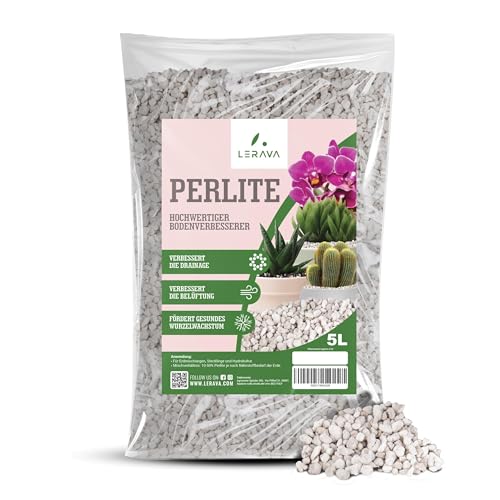 Lerava® Perlite Per Piante In Vaso [Bio] - 5L - Granulometria 2-6Mm, Perlite Espansa - Isolante Termico, Perlite Giardinaggio Ideale Per Orchidee, Gia