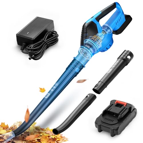 Soffiatore A Batteria, 21V Soffiatore Elettrico Giardino Con 5 Velocità Regolabili, Velocità Aria Max Regolabile 220 Km/H Con Batterie E Caricabatteri